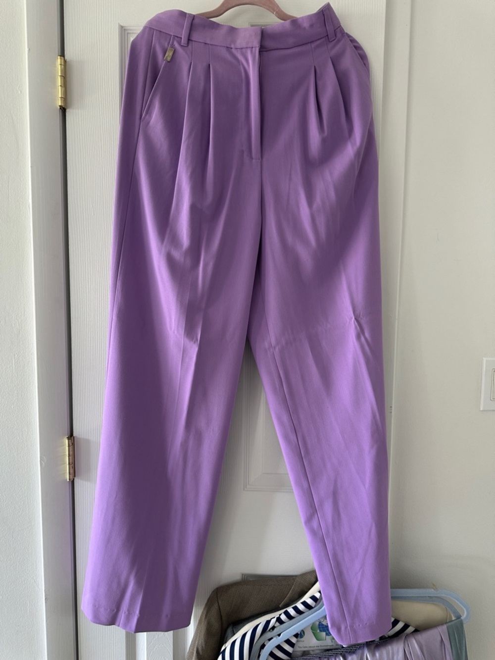 High-Rise Lavender Pleated Trousers